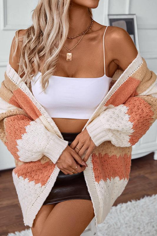 Oversized strikket cardigan – Løs strik med åben front
