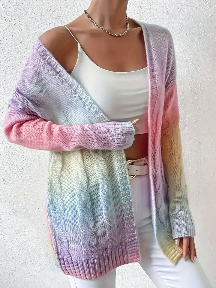Lang cardigan – Blød strikket cardigan med åben front