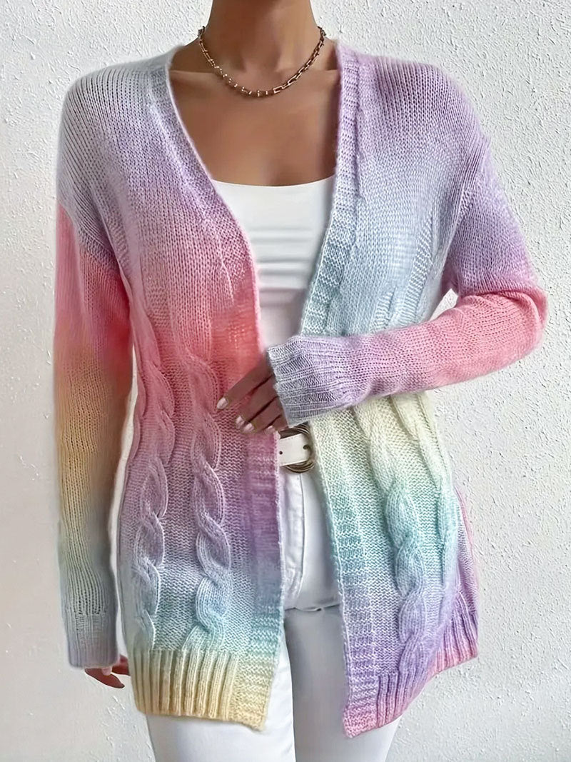 Lang cardigan – Blød strikket cardigan med åben front