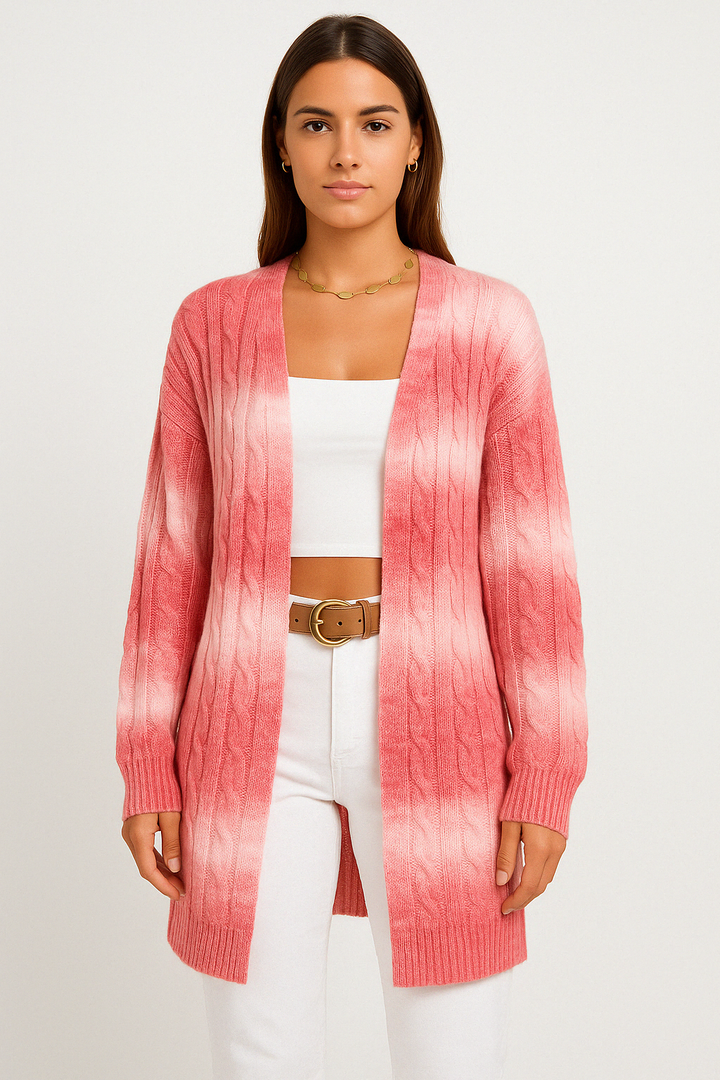 Lang cardigan – Blød strikket cardigan med åben front
