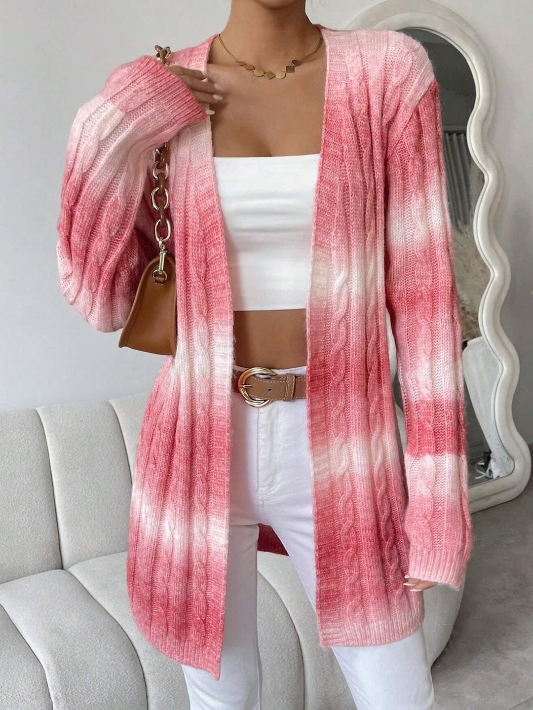 Lang cardigan – Blød strikket cardigan med åben front