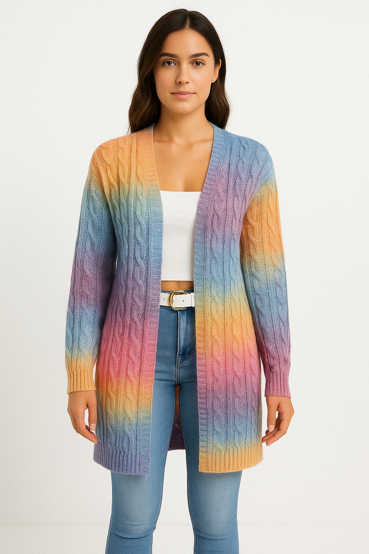 Lang cardigan – Blød strikket cardigan med åben front