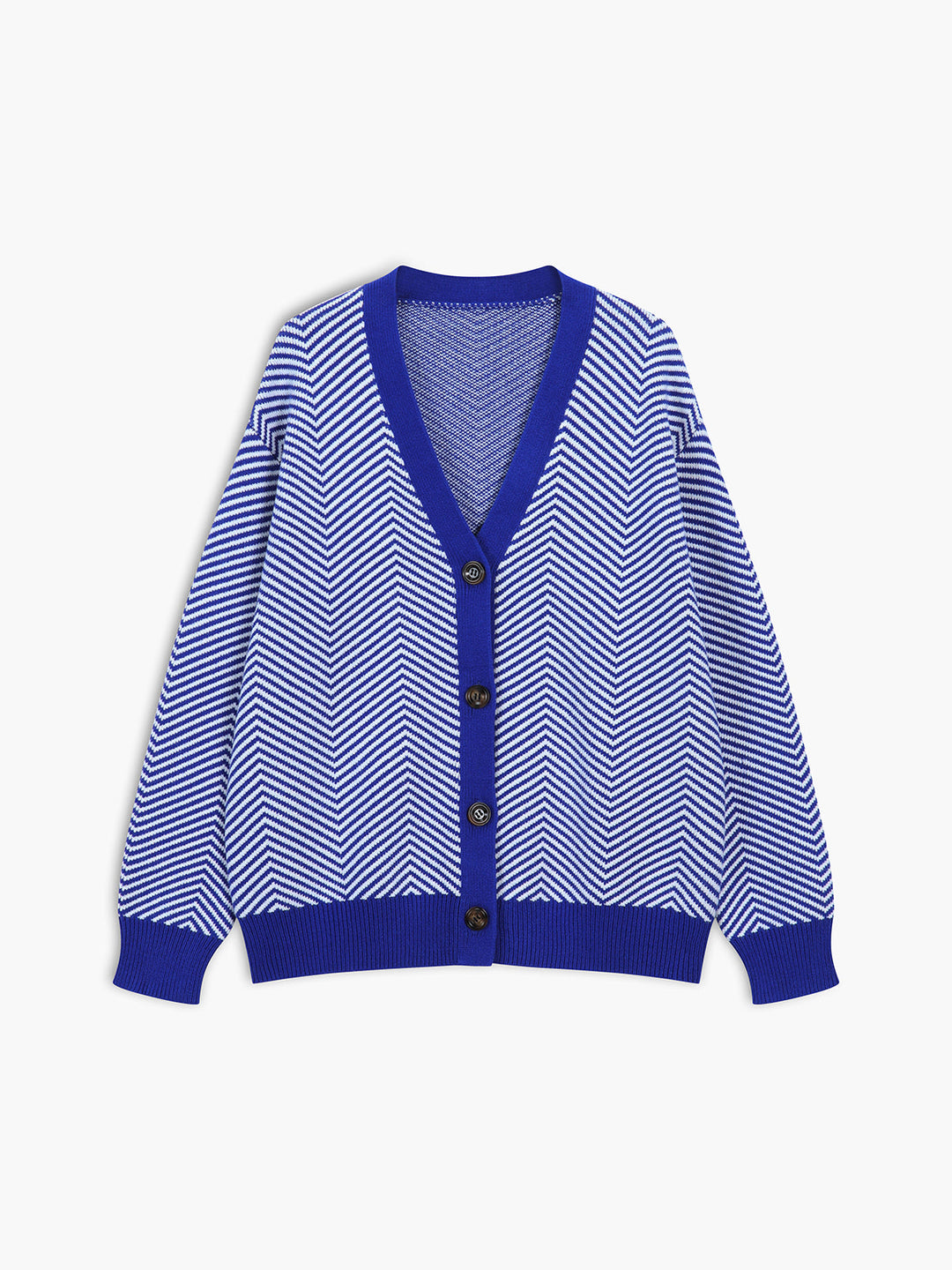 Chevron-cardigan med kontrastknapper