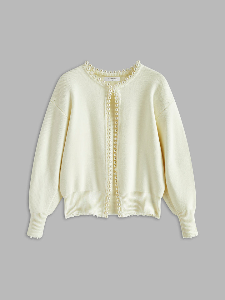 Cardigan med perlekant