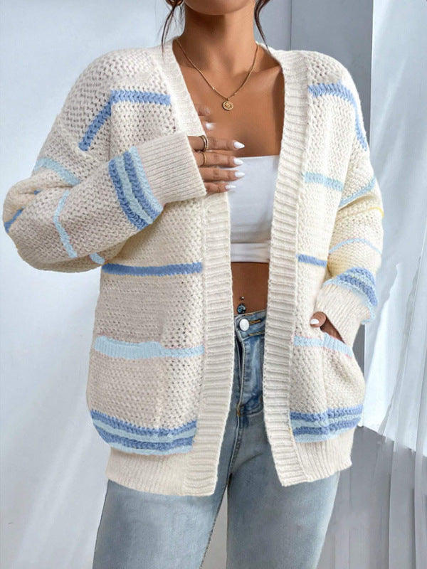 Oversized strikket cardigan – Hyggelig langærmet cardigan med åben front