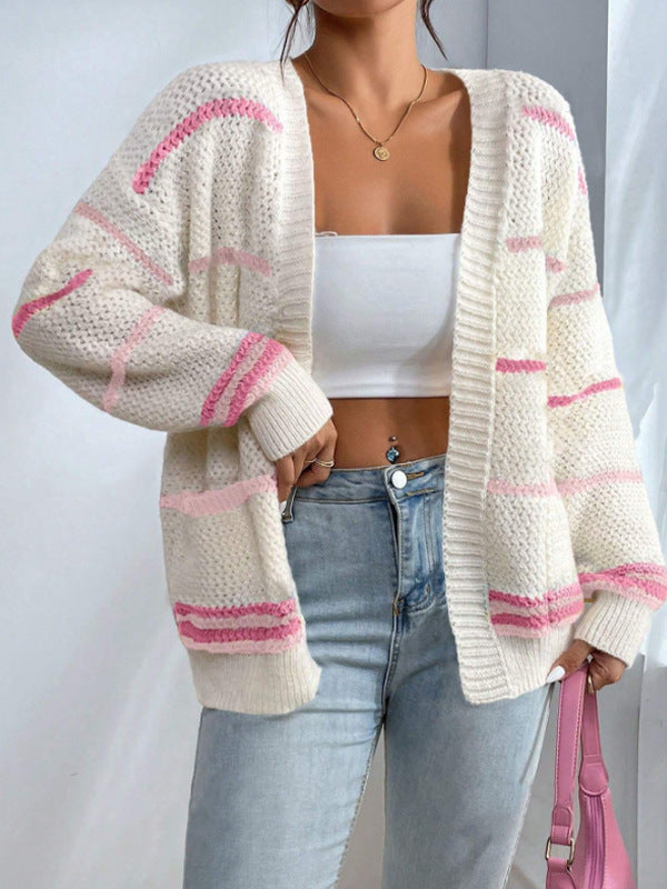 Oversized strikket cardigan – Hyggelig langærmet cardigan med åben front