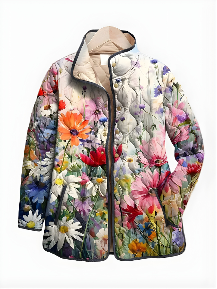 Carter™ | Charmerende vintage quiltet jakke med blomstermønster