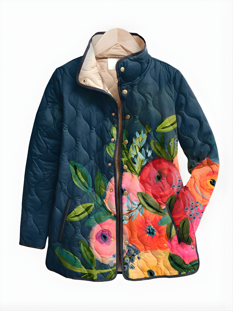 Carter™ | Charmerende vintage quiltet jakke med blomstermønster