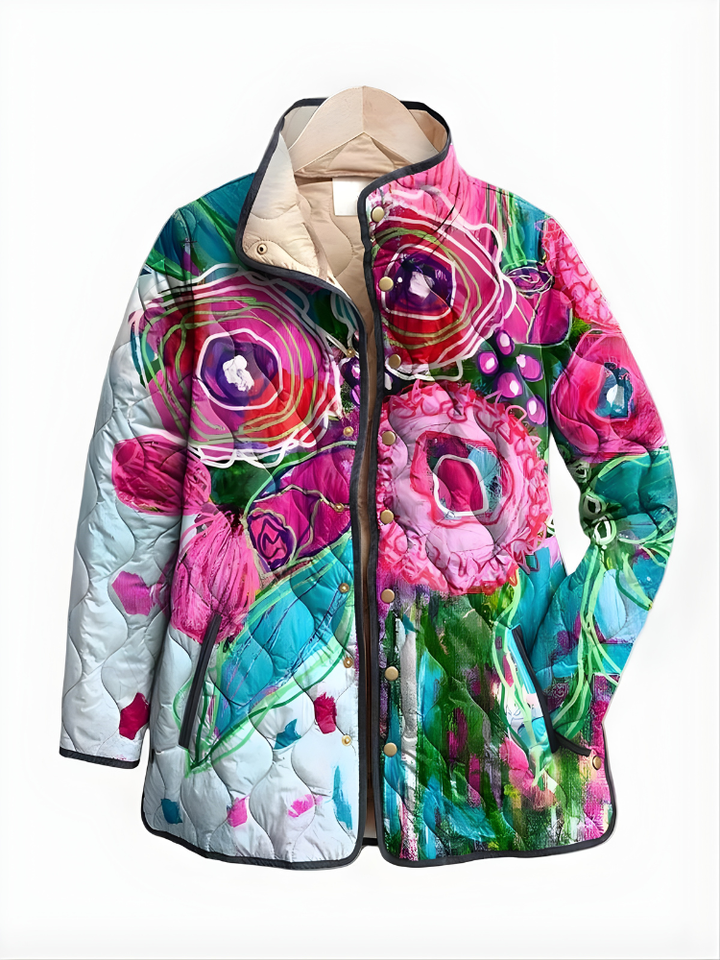 Carter™ | Charmerende vintage quiltet jakke med blomstermønster
