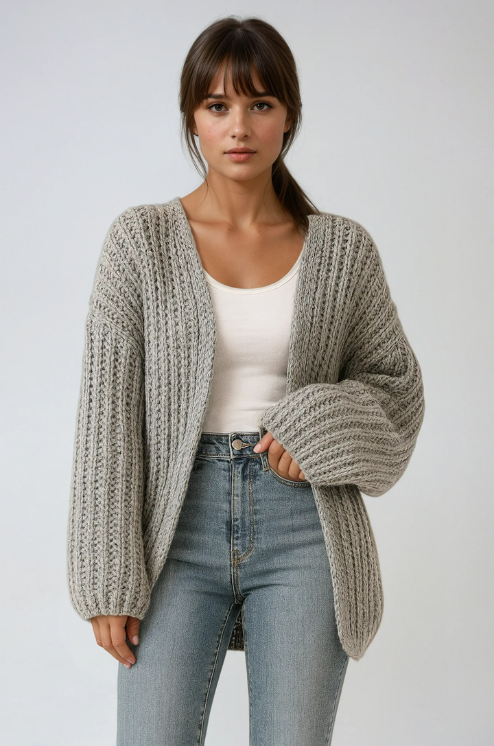 Strikket cardigan med oversized ærmer