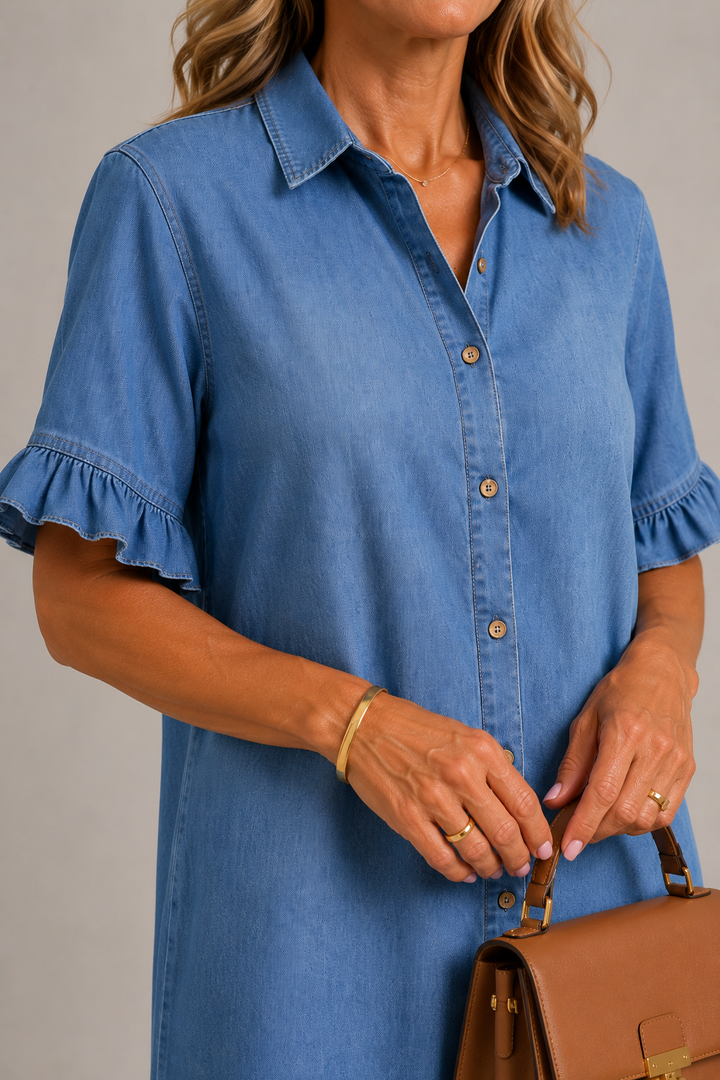 Margaux | Kjole med knapper i denimlook