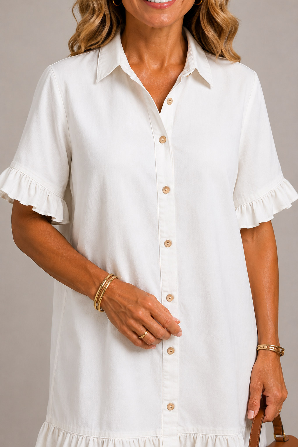 Margaux | Kjole med knapper i denimlook