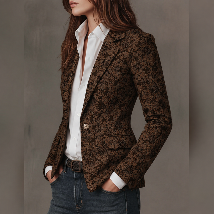 Figursyet jacquardblazer til kvinder med paisleymønster