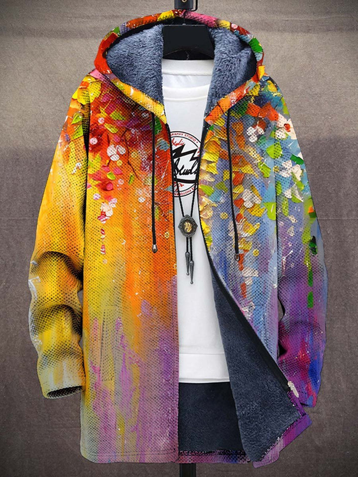 Isabella | Cardigan med hætte og kunstnerisk print
