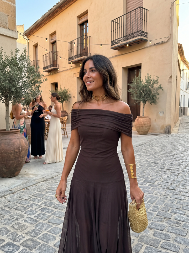 Thea | One-shoulder-maxikjole med print