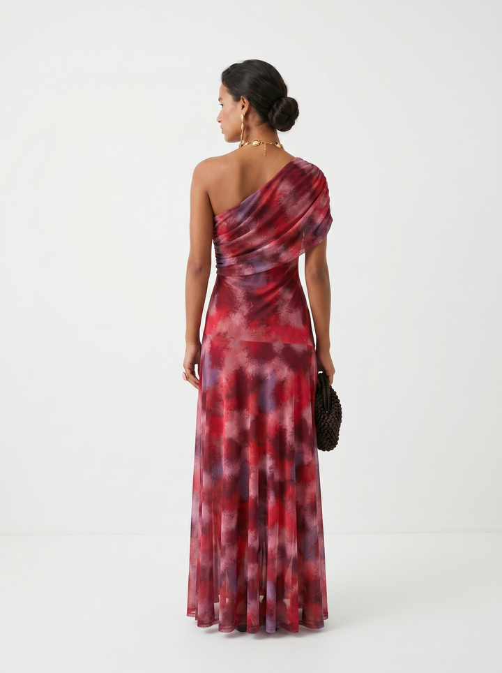 Thea | One-shoulder-maxikjole med print