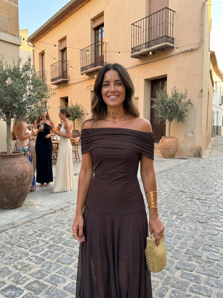 Thea | One-shoulder-maxikjole med print