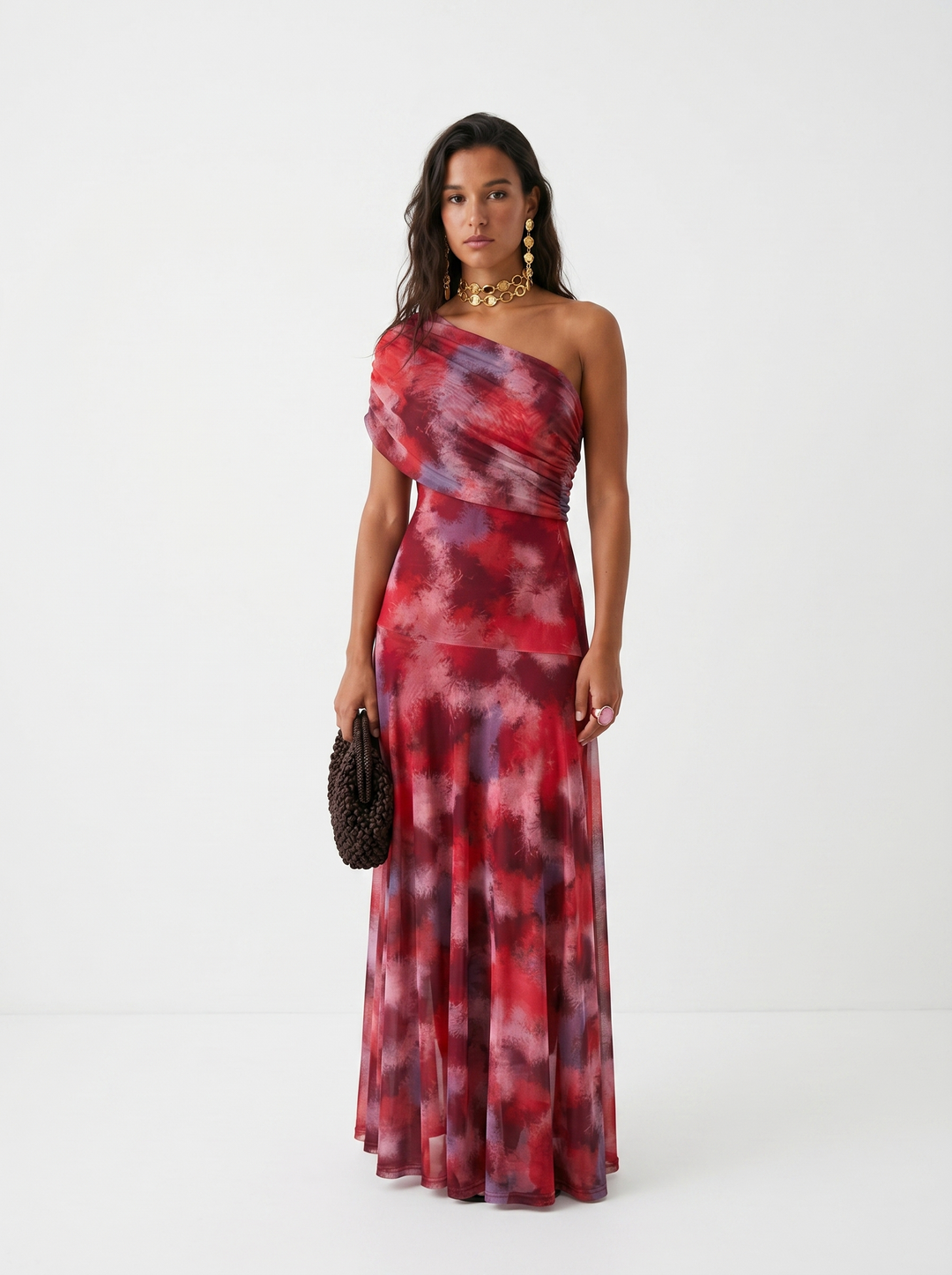 Thea | One-shoulder-maxikjole med print