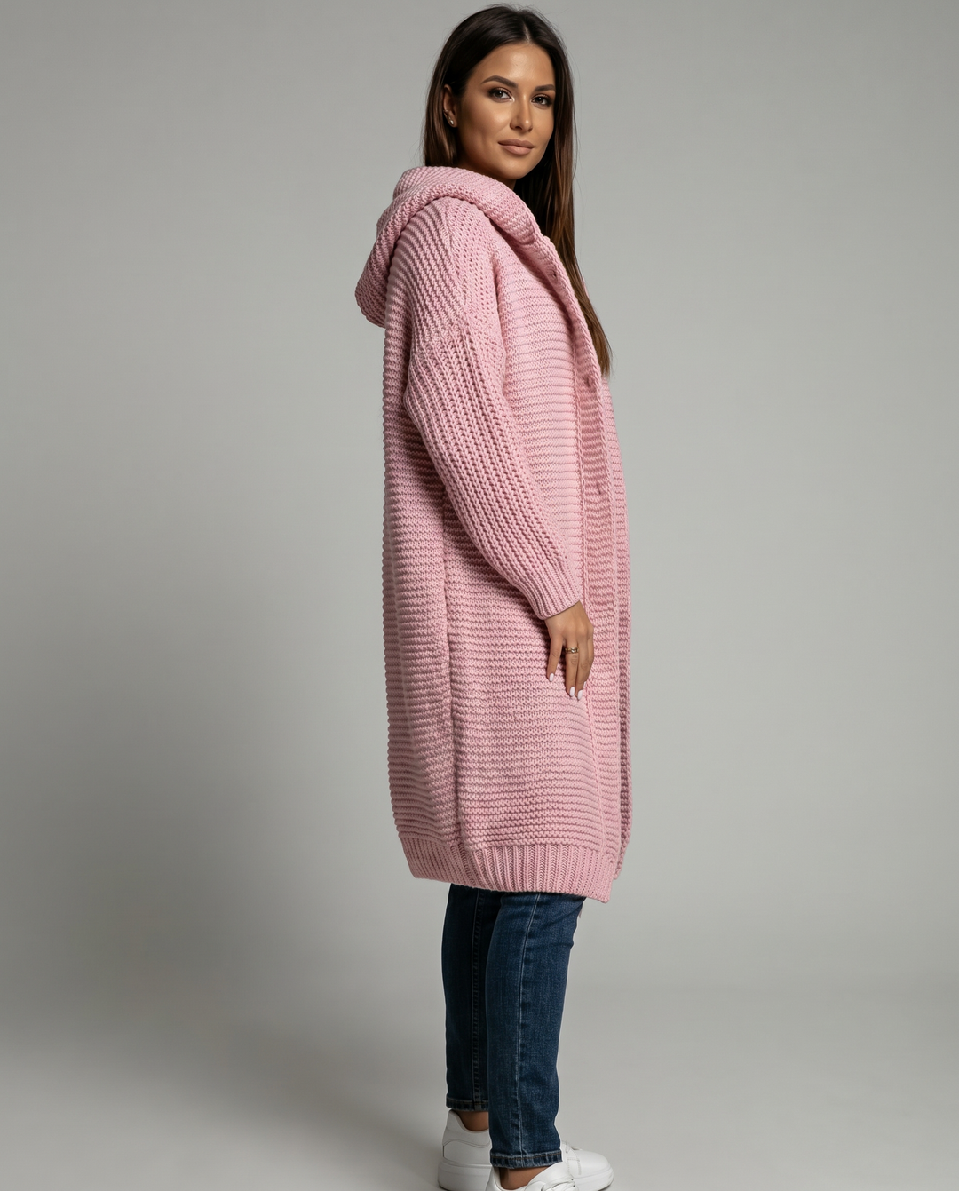 Oversized cardigan til kvinder med hætte