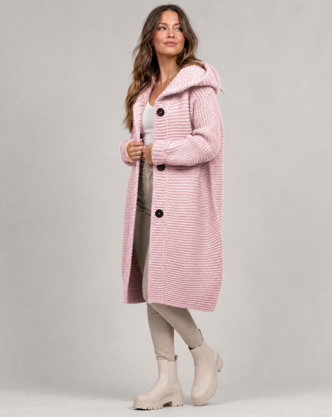 Oversized cardigan til kvinder med hætte