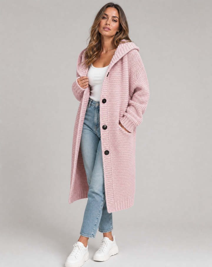 Oversized cardigan til kvinder med hætte