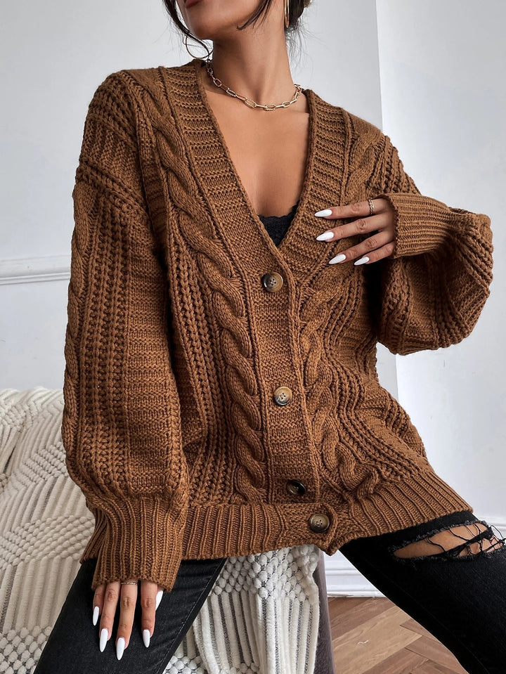 Oversized kabelstrikket cardigan