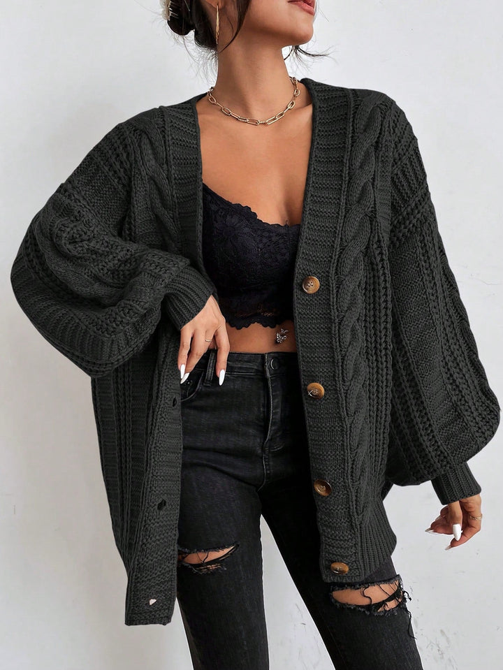 Oversized kabelstrikket cardigan