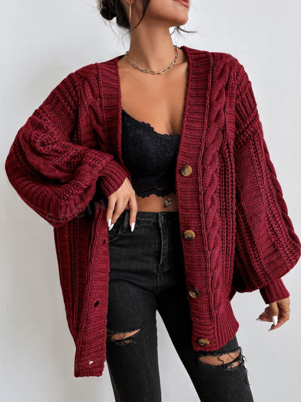 Oversized kabelstrikket cardigan