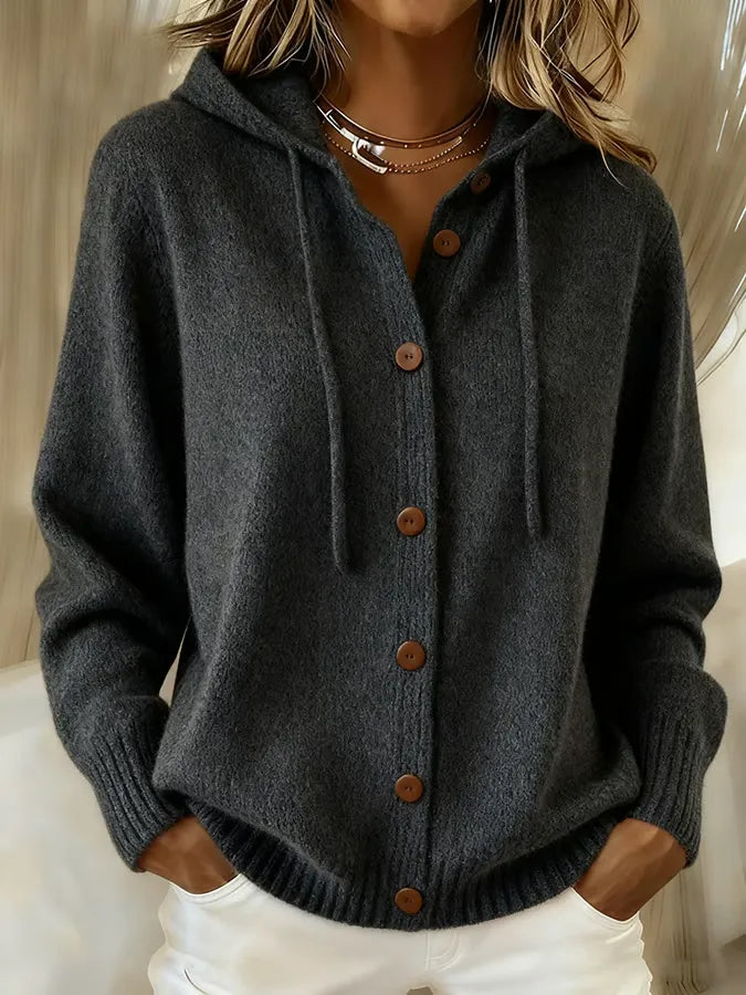 Begoña | Cardigan med hætte og knapper