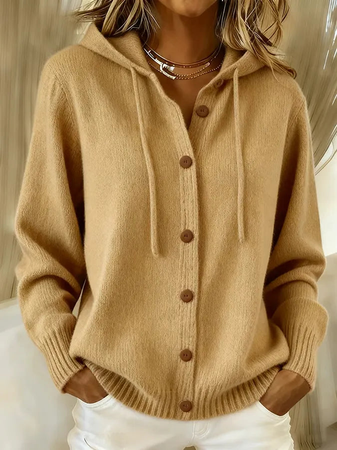 Begoña | Cardigan med hætte og knapper