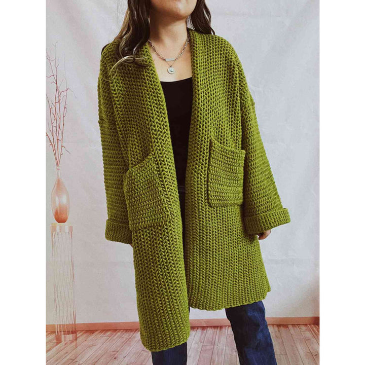 Grovstrikket cardigan – Oversized vinterstrik med åben front