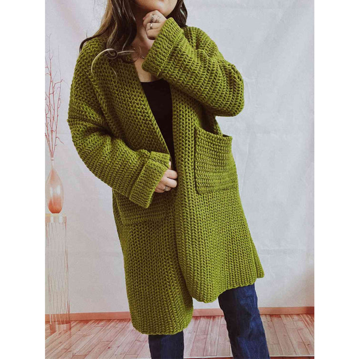 Grovstrikket cardigan – Oversized vinterstrik med åben front