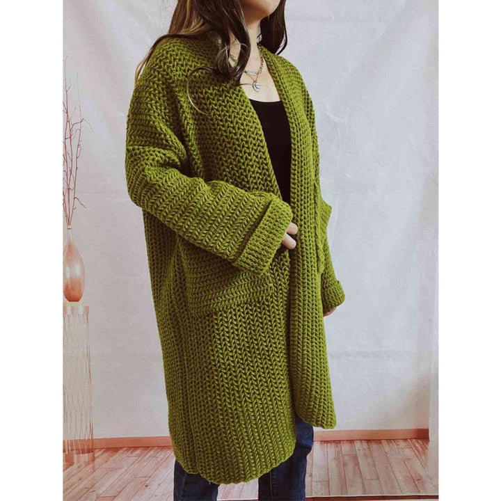 Grovstrikket cardigan – Oversized vinterstrik med åben front