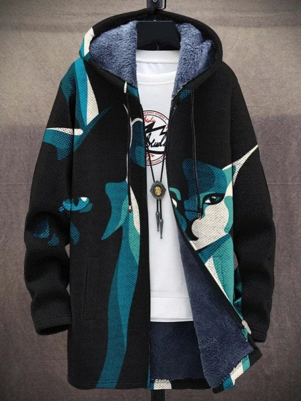 Isabella | Cardigan med hætte og kunstnerisk print