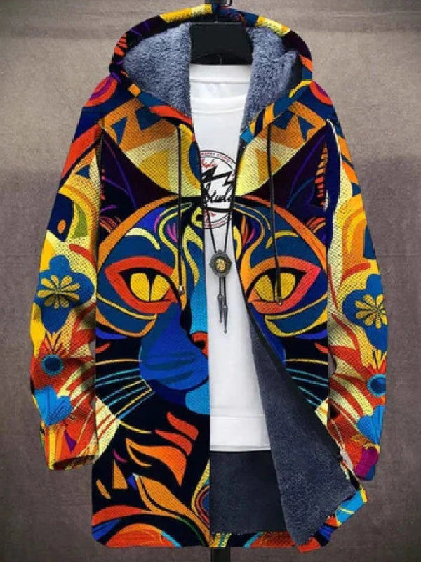 Isabella | Cardigan med hætte og kunstnerisk print