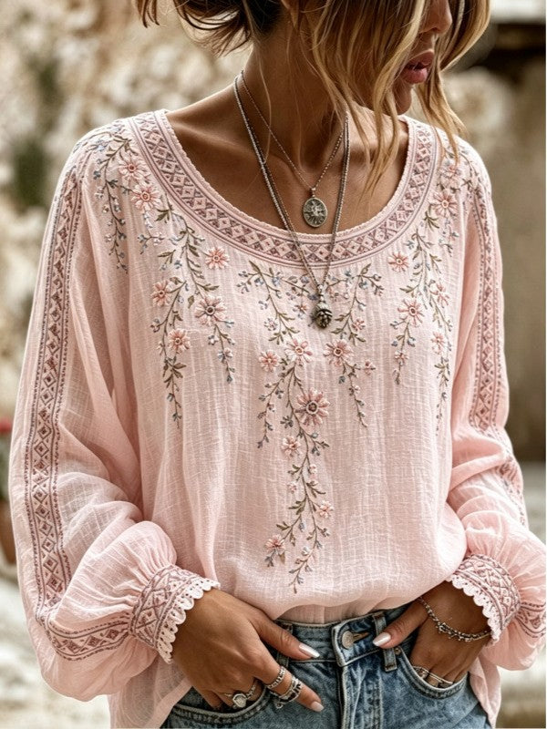 Wilma™ | Blomstret bluse med broderi