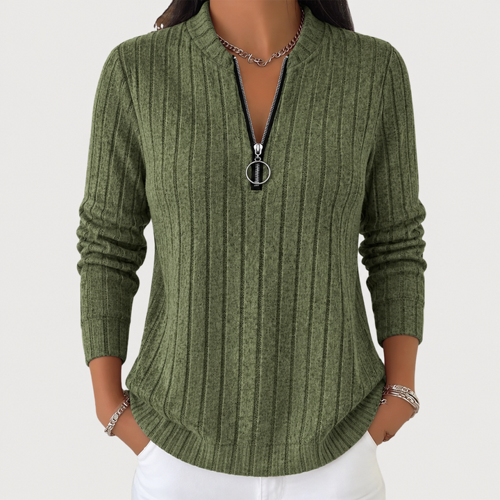 Solveig – Komfortabel sweater med kvart lynlås