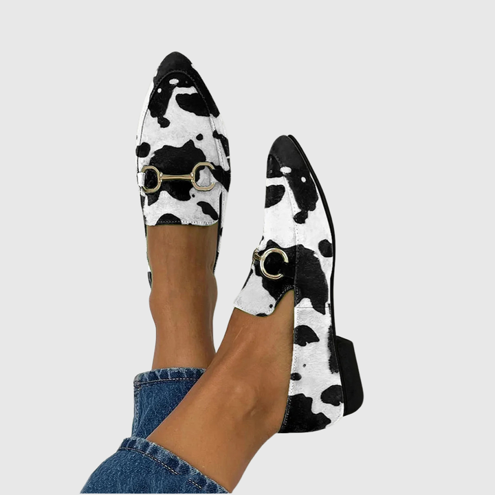 Diana - Printede loafers med spændedetalje