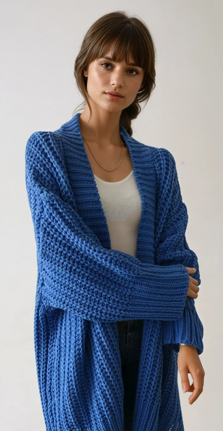 Oversized strikket cardigan med slids