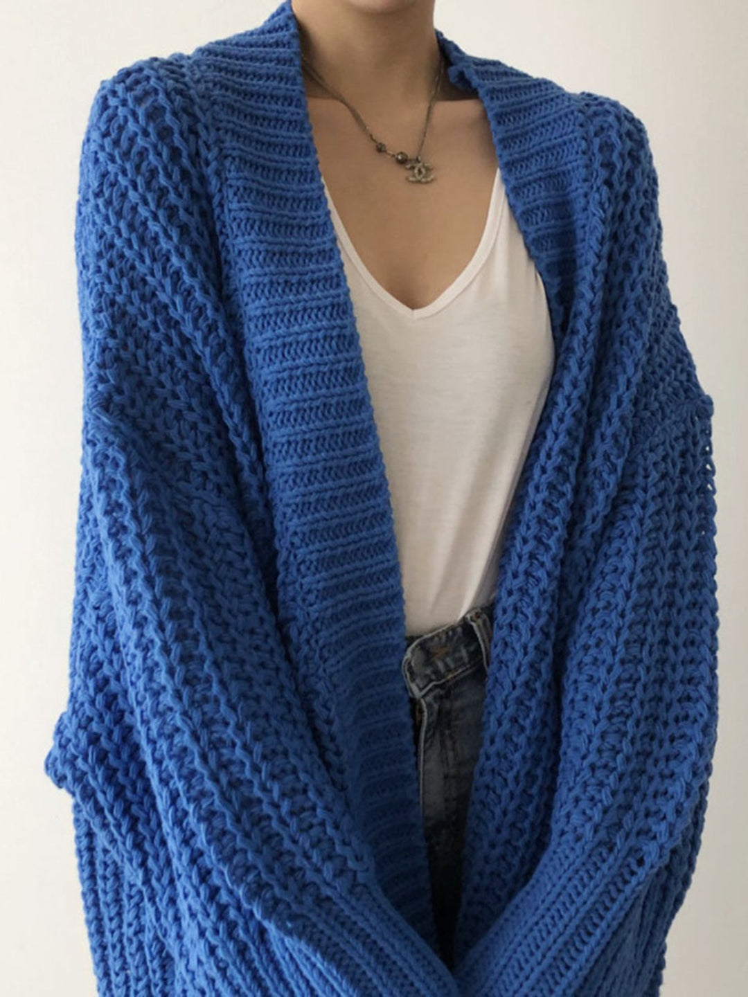 Oversized strikket cardigan med slids