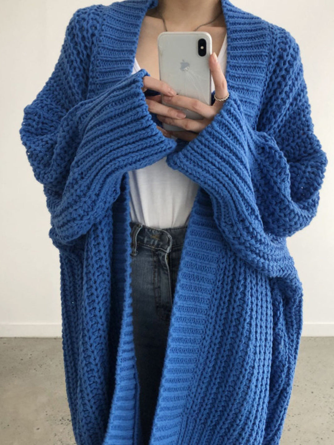 Oversized strikket cardigan med slids