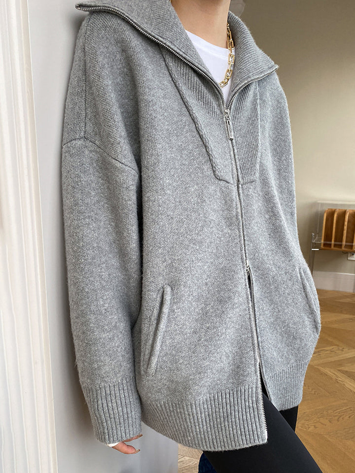 Casual oversized cardigan med åben krave