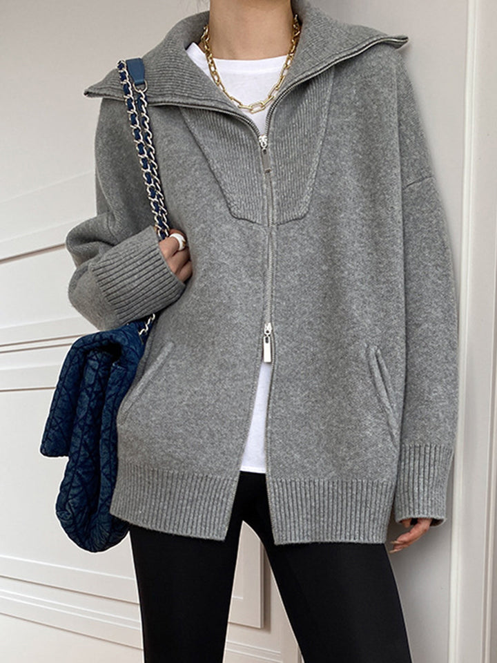 Casual oversized cardigan med åben krave