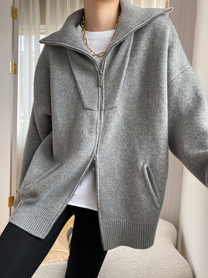 Casual oversized cardigan med åben krave