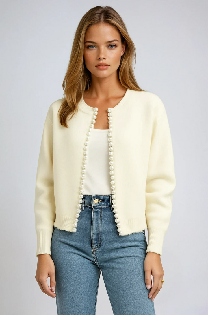 Cardigan med perlekant