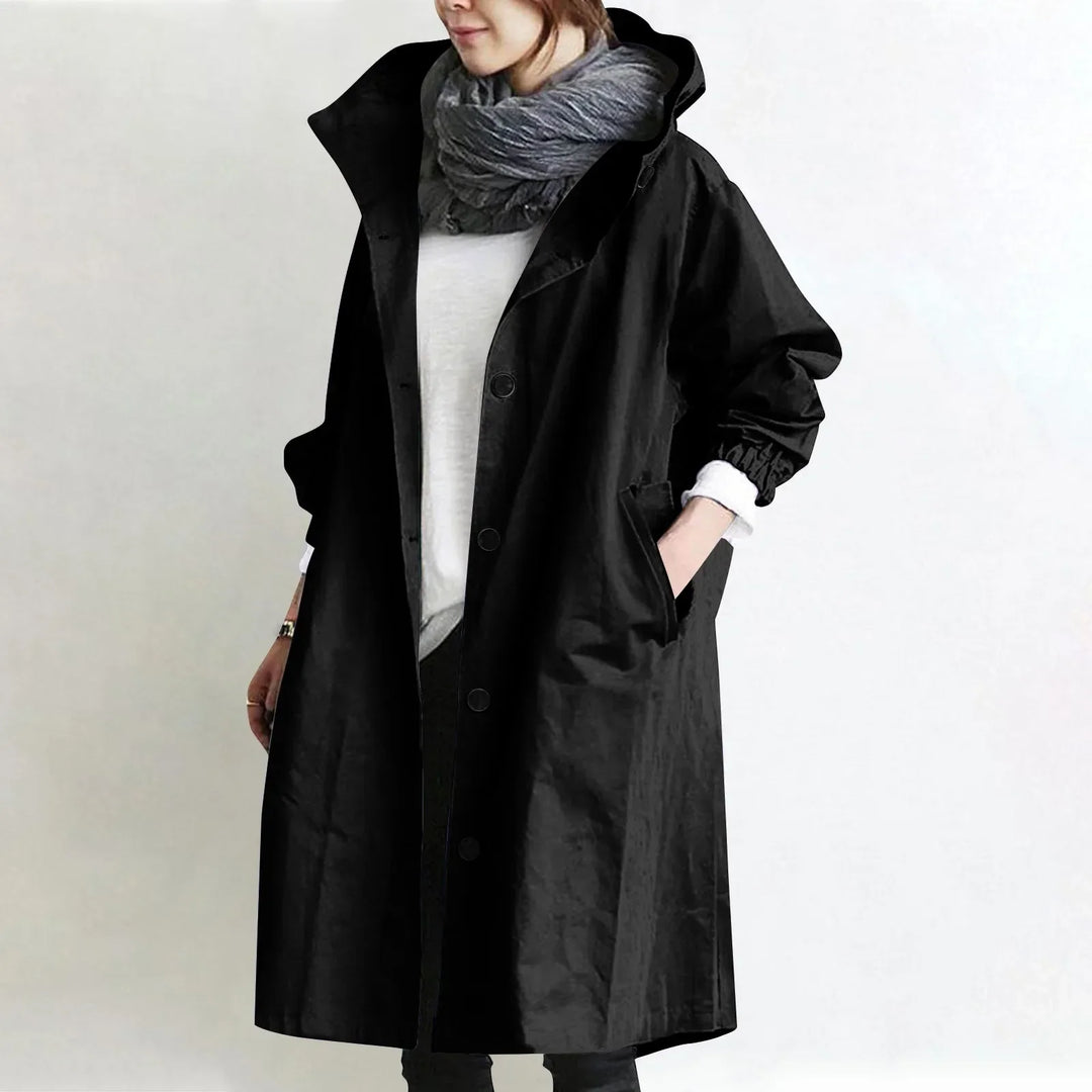 Theodora | Lang trenchcoat med hætte