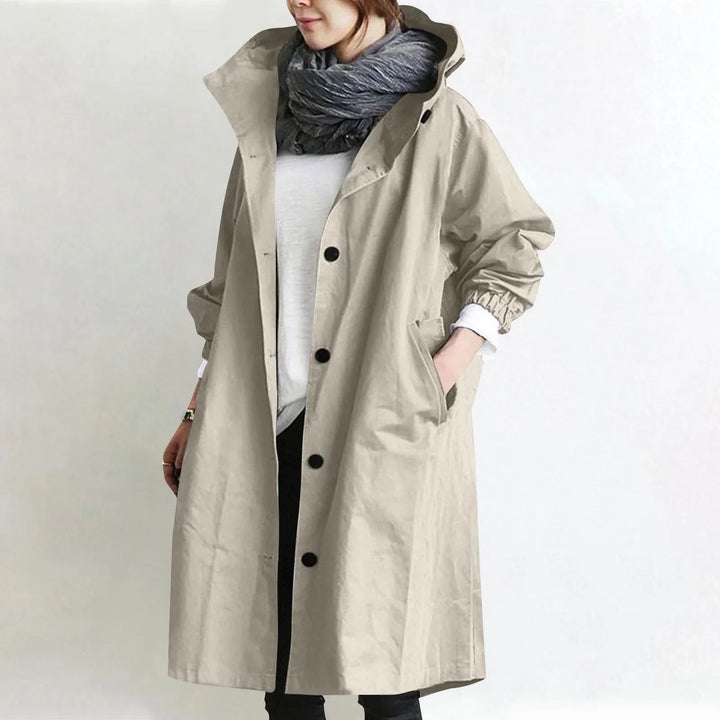 Theodora | Lang trenchcoat med hætte