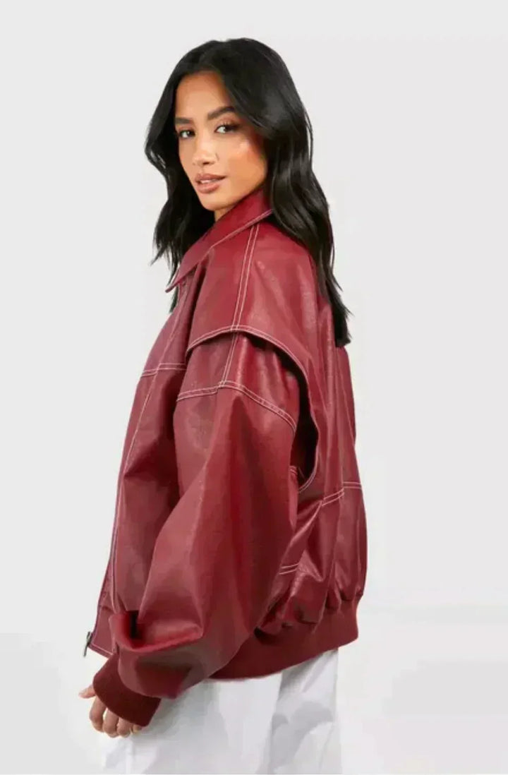 Amanda – Trendy rød læderjakke