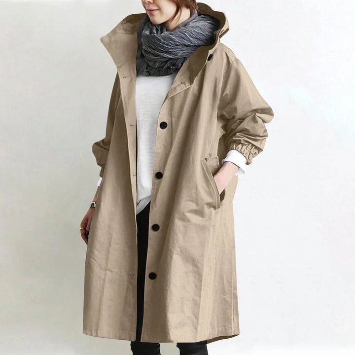 Theodora | Lang trenchcoat med hætte