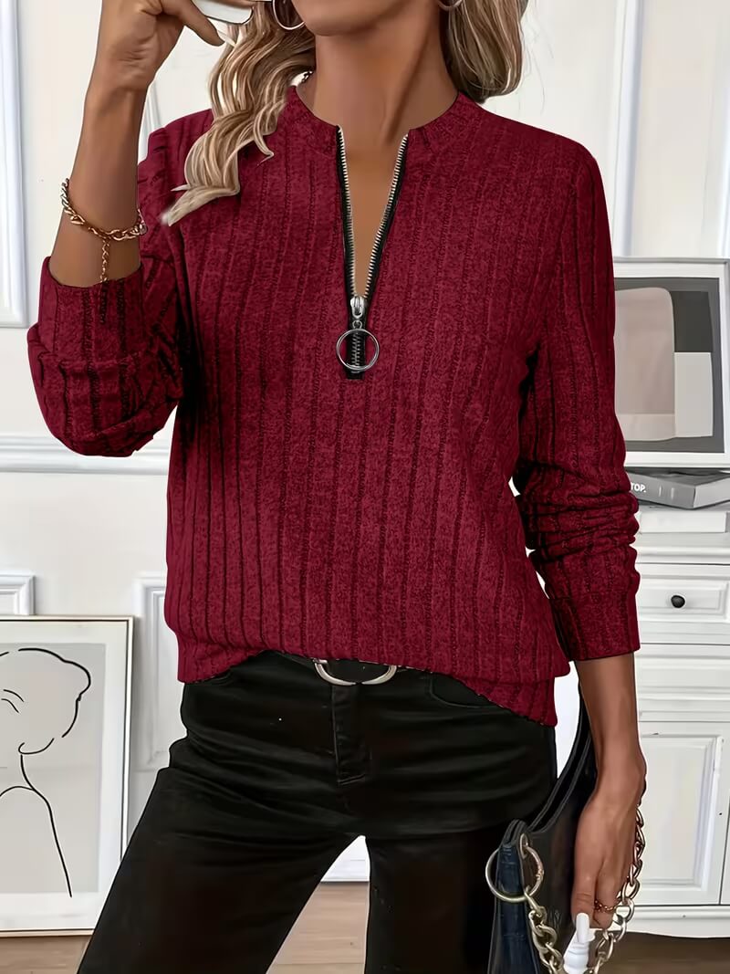 Solveig – Komfortabel sweater med kvart lynlås